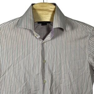 Eredi Pisano Roma Mens Striped Dress Shirt 15.75 40 Made in Italy Cotton Multi